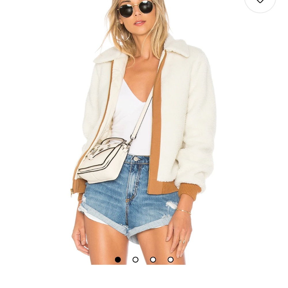 Lovers + Friends White and Tan sherpa Jacket